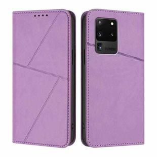 For Samsung Galaxy S20 Ultra Strong Magnetic Frosted Flip Leather Phone Case(Light Purple)
