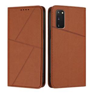 For Samsung Galaxy S20 Strong Magnetic Frosted Flip Leather Phone Case(Coffee Color)