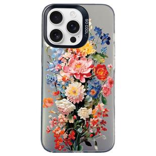 For iPhone 16 Pro Flower Series Color Silver TPU Hybrid PC Phone Case(Colorful Flowers CK114)
