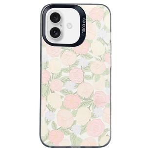 For iPhone 16 Flower Series Color Silver TPU Hybrid PC Phone Case(Tulip CK121)
