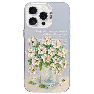 For iPhone 15 Pro Max Flower Series Color Silver TPU Hybrid PC Phone Case(Daisy CW120)