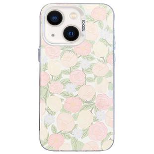 For iPhone 15 Flower Series Color Silver TPU Hybrid PC Phone Case(Tulip CW121)