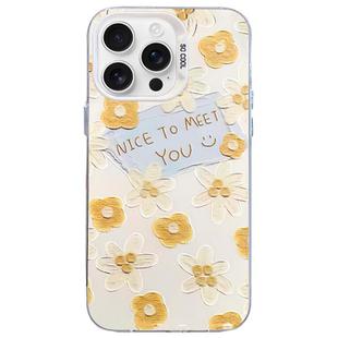 For iPhone 14 Pro Flower Series Color Silver TPU Hybrid PC Phone Case(Small Yellow Flowers CW122)