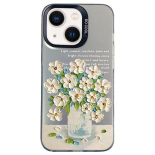 For iPhone 14 Plus Flower Series Color Silver TPU Hybrid PC Phone Case(Daisy CK120)