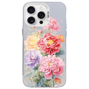 For iPhone 13 Pro Max Flower Series Color Silver TPU Hybrid PC Phone Case(Colorful Flowers CW113)