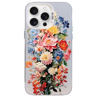 For iPhone 13 Pro Max Flower Series Color Silver TPU Hybrid PC Phone Case(Colorful Flowers CW114)