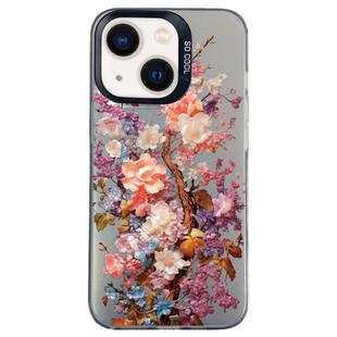For iPhone 13 Flower Series Color Silver TPU Hybrid PC Phone Case(Colorful Flowers CK117)