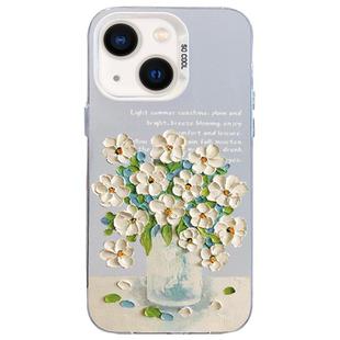 For iPhone 13 Flower Series Color Silver TPU Hybrid PC Phone Case(Daisy CW120)