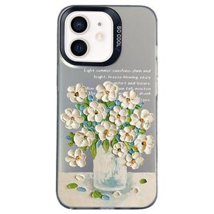 For iPhone 12 mini Flower Series Color Silver TPU Hybrid PC Phone Case(Daisy CK120)
