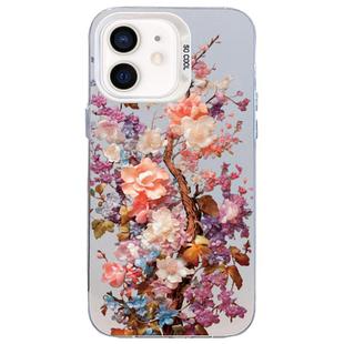 For iPhone 12 mini Flower Series Color Silver TPU Hybrid PC Phone Case(Colorful Flowers CW117)