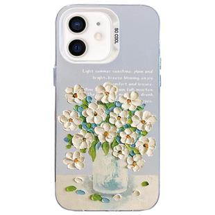 For iPhone 12 mini Flower Series Color Silver TPU Hybrid PC Phone Case(Daisy CW120)