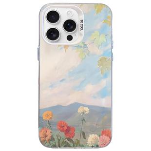 For iPhone 12 Pro Flower Series Color Silver TPU Hybrid PC Phone Case(Blue Sky Flowers CW119)