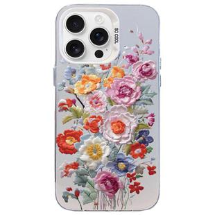 For iPhone 12 Pro Max Flower Series Color Silver TPU Hybrid PC Phone Case(Colorful Flowers CW118)