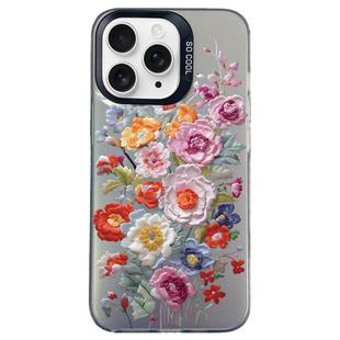For iPhone 11 Pro Max Flower Series Color Silver TPU Hybrid PC Phone Case(Colorful Flowers CK118)