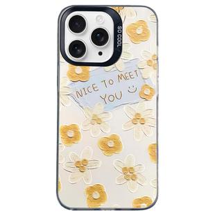 For iPhone 11 Pro Max Flower Series Color Silver TPU Hybrid PC Phone Case(Small Yellow Flowers CK122)