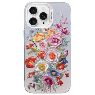 For iPhone 11 Pro Max Flower Series Color Silver TPU Hybrid PC Phone Case(Colorful Flowers CW118)