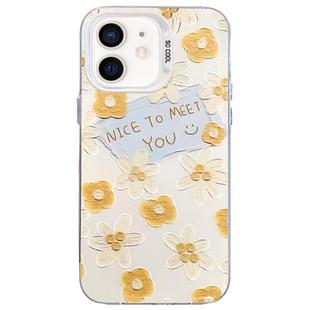 For iPhone 11 Flower Series Color Silver TPU Hybrid PC Phone Case(Small Yellow Flowers CW122)