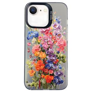 For iPhone SE 2022 / SE 2020 / 8 / 7 Flower Series Color Silver TPU Hybrid PC Phone Case(Colorful Flowers CK112)