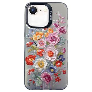 For iPhone SE 2022 / SE 2020 / 8 / 7 Flower Series Color Silver TPU Hybrid PC Phone Case(Colorful Flowers CK118)