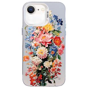 For iPhone SE 2022 / SE 2020 / 8 / 7 Flower Series Color Silver TPU Hybrid PC Phone Case(Colorful Flowers CW114)