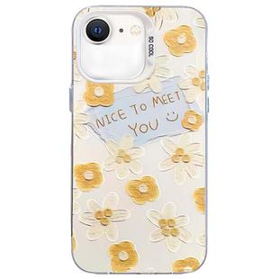 For iPhone SE 2022 / SE 2020 / 8 / 7 Flower Series Color Silver TPU Hybrid PC Phone Case(Small Yellow Flowers CW122)