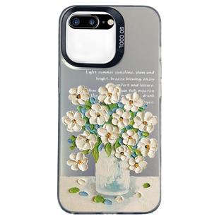 For iPhone 8 Plus / 7 Plus Flower Series Color Silver TPU Hybrid PC Phone Case(Daisy CK120)