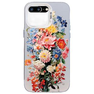 For iPhone 8 Plus / 7 Plus Flower Series Color Silver TPU Hybrid PC Phone Case(Colorful Flowers CW114)