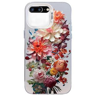 For iPhone 8 Plus / 7 Plus Flower Series Color Silver TPU Hybrid PC Phone Case(Colorful Flowers CW115)