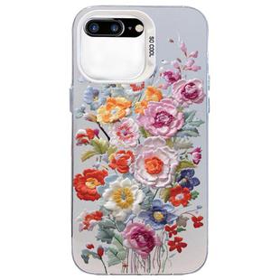 For iPhone 8 Plus / 7 Plus Flower Series Color Silver TPU Hybrid PC Phone Case(Colorful Flowers CW118)