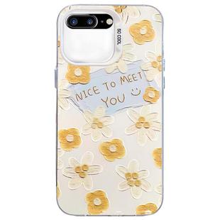 For iPhone 8 Plus / 7 Plus Flower Series Color Silver TPU Hybrid PC Phone Case(Small Yellow Flowers CW122)