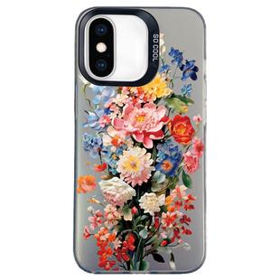 For iPhone X / XS Flower Series Color Silver TPU Hybrid PC Phone Case(Colorful Flowers CK114)