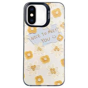 For iPhone X / XS Flower Series Color Silver TPU Hybrid PC Phone Case(Small Yellow Flowers CK122)