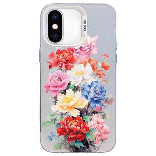 For iPhone X / XS Flower Series Color Silver TPU Hybrid PC Phone Case(Colorful Flowers CW111)