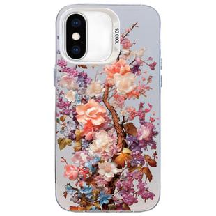For iPhone X / XS Flower Series Color Silver TPU Hybrid PC Phone Case(Colorful Flowers CW117)