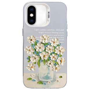 For iPhone X / XS Flower Series Color Silver TPU Hybrid PC Phone Case(Daisy CW120)