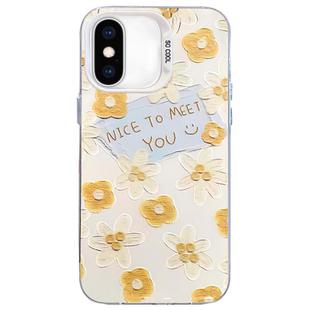 For iPhone X / XS Flower Series Color Silver TPU Hybrid PC Phone Case(Small Yellow Flowers CW122)