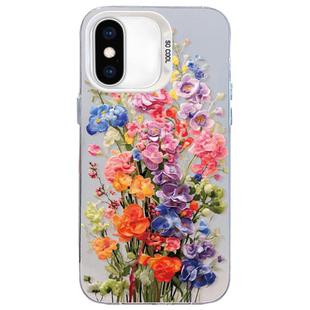 For iPhone XS Max Flower Series Color Silver TPU Hybrid PC Phone Case(Colorful Flowers CW112)