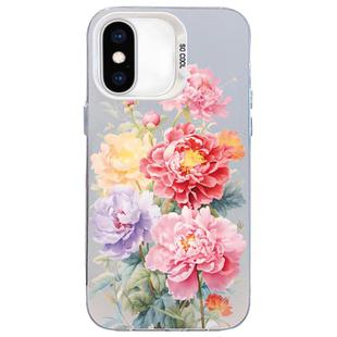 For iPhone XS Max Flower Series Color Silver TPU Hybrid PC Phone Case(Colorful Flowers CW113)