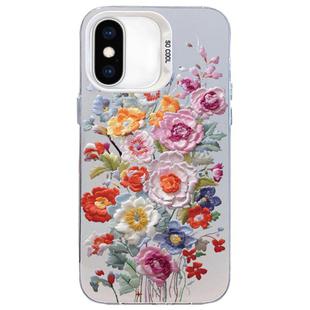 For iPhone XS Max Flower Series Color Silver TPU Hybrid PC Phone Case(Colorful Flowers CW118)