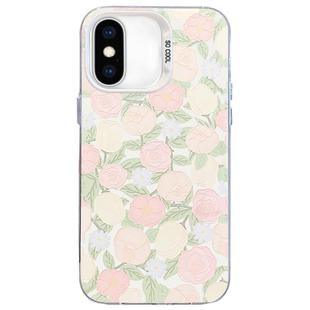 For iPhone XS Max Flower Series Color Silver TPU Hybrid PC Phone Case(Tulip CW121)