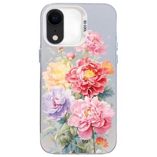 For iPhone XR Flower Series Color Silver TPU Hybrid PC Phone Case(Colorful Flowers CW113)