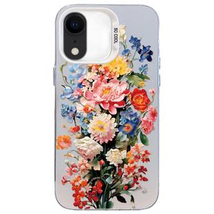 For iPhone XR Flower Series Color Silver TPU Hybrid PC Phone Case(Colorful Flowers CW114)