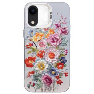 For iPhone XR Flower Series Color Silver TPU Hybrid PC Phone Case(Colorful Flowers CW118)