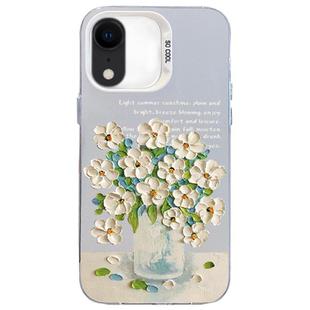For iPhone XR Flower Series Color Silver TPU Hybrid PC Phone Case(Daisy CW120)
