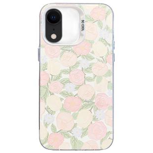 For iPhone XR Flower Series Color Silver TPU Hybrid PC Phone Case(Tulip CW121)