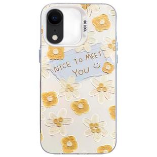 For iPhone XR Flower Series Color Silver TPU Hybrid PC Phone Case(Small Yellow Flowers CW122)