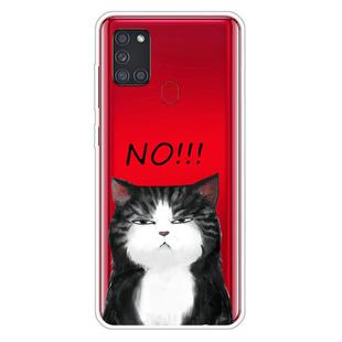 For Samsung Galaxy A21s Shockproof Painted Transparent TPU Protective Case(NO Cat)
