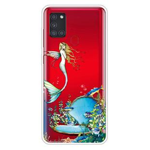 For Samsung Galaxy A21s Shockproof Painted Transparent TPU Protective Case(Mermaid)