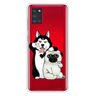 For Samsung Galaxy A21s Shockproof Painted Transparent TPU Protective Case(Selfie Dog)