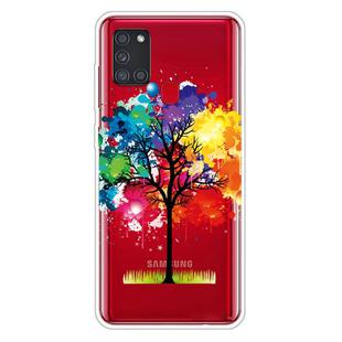 For Samsung Galaxy A21s Shockproof Painted Transparent TPU Protective Case(Oil Painting Tree)
